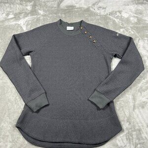 Columbia Pullover Women's Small Gray Chillin Sweater Waffle Knit Cozy Outdoors
